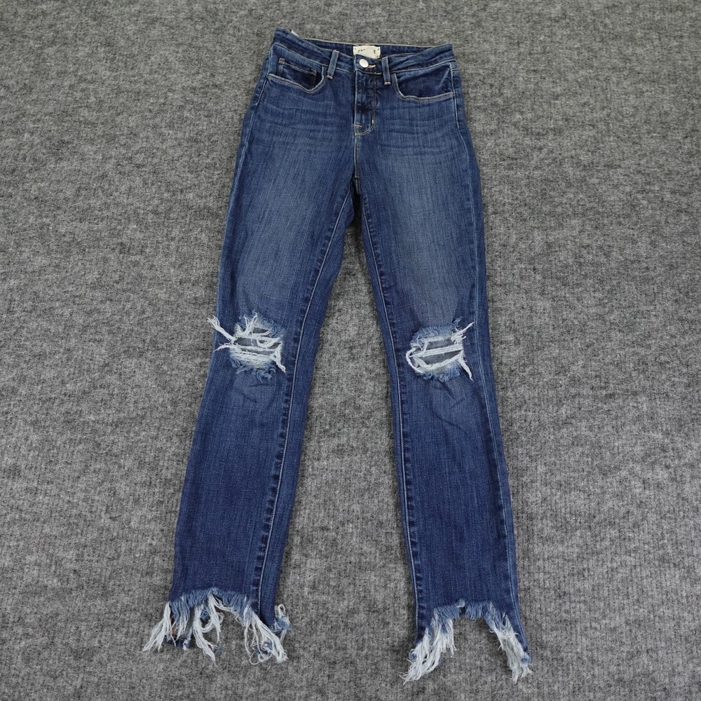 L'Agence Jeans Womens 23 Blue Distressed Hi Rise Skinny Frayed Hem Encina Denim‎